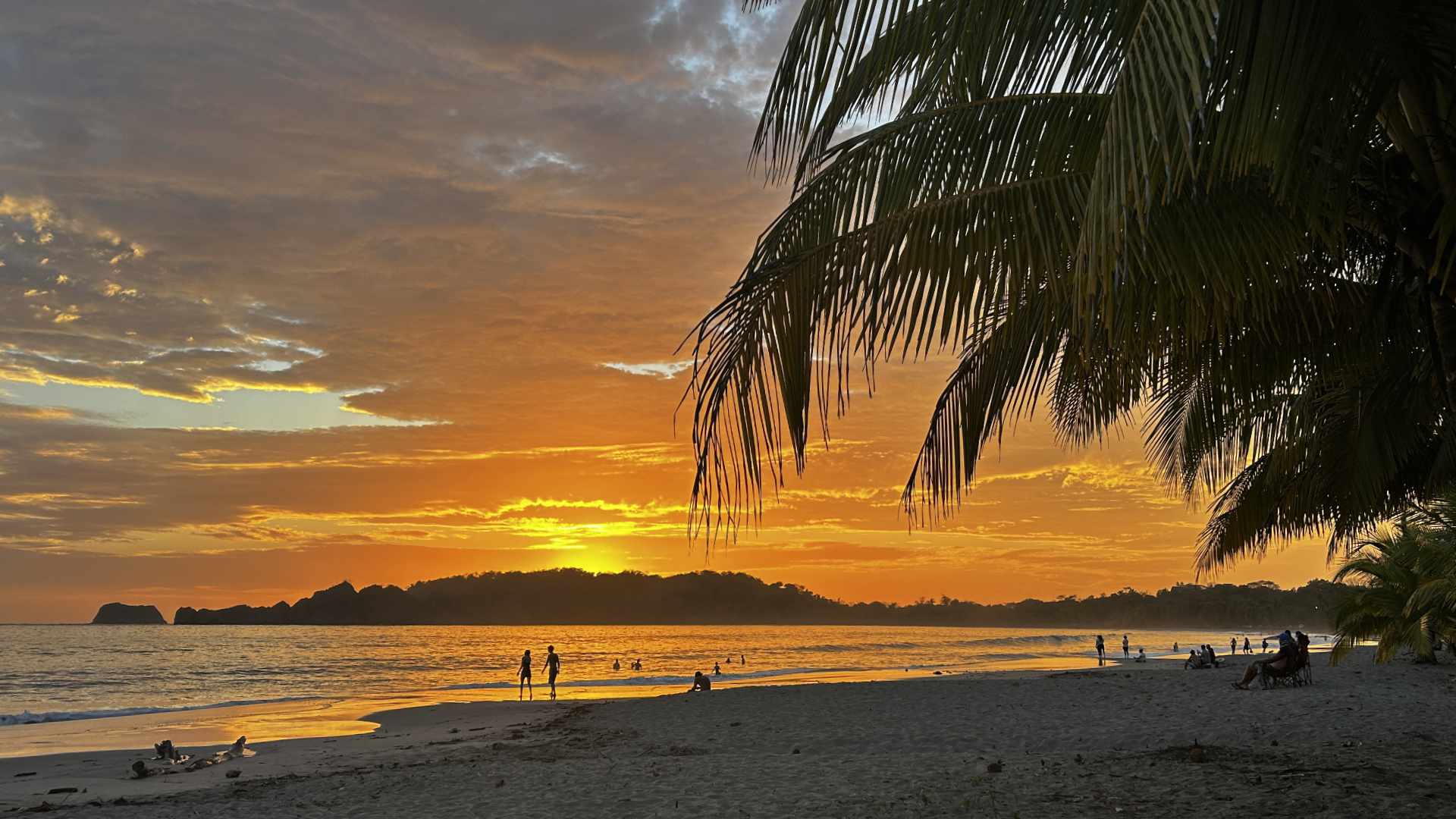 image of orange sunset at Samara beach near Soulara Hotel