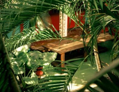 Photo of table in Soulara courtyard